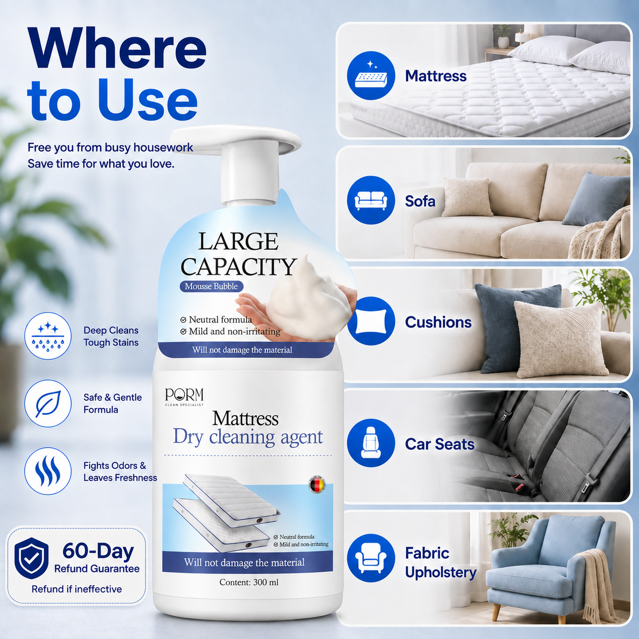 🌿 Mattress Cleaner Spray for Mattress, Sofa & Cushions ✨